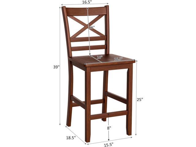 COSTWAY Bar Stools Set of 2, 25'' Antique Kitchen Counter Height Chairs with Wooden X-Shaped Backrest & Rubber Wood Legs, Suitable for Home, Cafe...