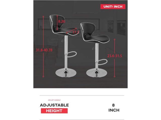 FDW Set of 2 Adjustable Bar Stools Height Ajustable Swivel Barstools Chairs with Back Pub Kitchen Dining Room Counter Bar Chairs,Black