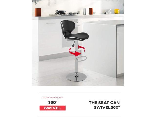FDW Set of 2 Adjustable Bar Stools Height Ajustable Swivel Barstools Chairs with Back Pub Kitchen Dining Room Counter Bar Chairs,Black