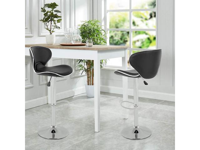 FDW Set of 2 Adjustable Bar Stools Height Ajustable Swivel Barstools Chairs with Back Pub Kitchen Dining Room Counter Bar Chairs,Black
