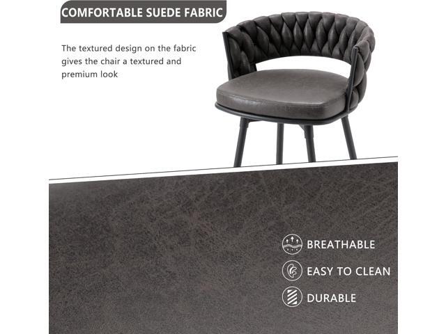 BV Bar Height Bar Stools Set of 2, 30 inch Seat Height Bar Stools, 180° Swivel Barstools with Woven Back and Footrest, Suede Fabric Counter Stools...