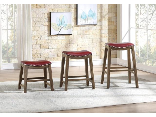 Homelegance Ordway Pub Height Bar Stool, 30'SH, Red