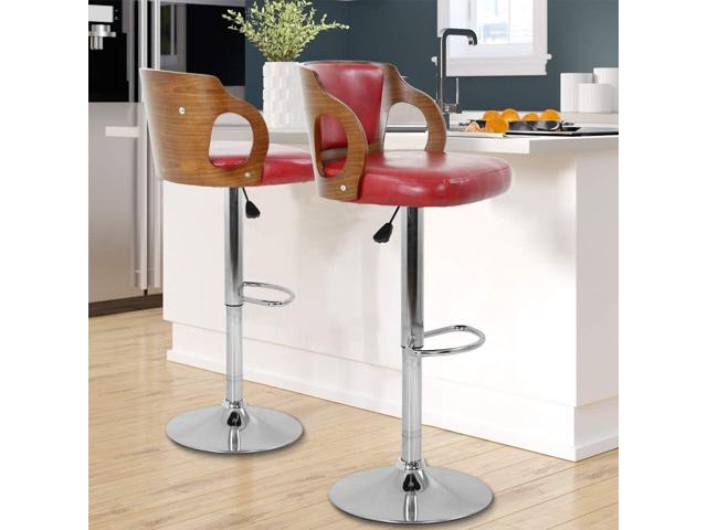 BestOffice Set of 2 Barstools Height Adjustable Counter Stools Modern Bar Stool Beech Bar Chairs Swivel Bar Stool PU Leather Hydraulic Dining Room...