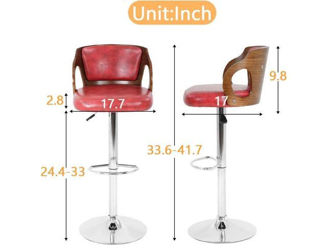 BestOffice Set of 2 Barstools Height Adjustable Counter Stools Modern Bar Stool Beech Bar Chairs Swivel Bar Stool PU Leather Hydraulic Dining Room...