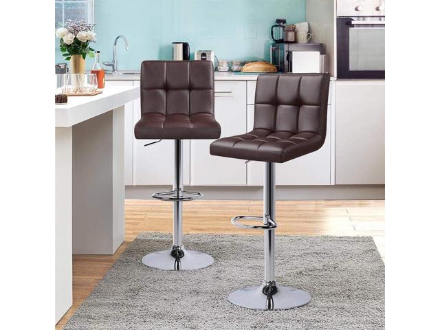 Topeakmart Bar Stools Set of 4, Modern Height Adjustable Bar Chairs of PU Leather, Swivel Bar Stools with Backrest and Footrest for Bar, Kitchen,...