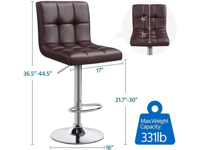 Topeakmart Bar Stools Set of 4, Modern Height Adjustable Bar Chairs of PU Leather, Swivel Bar Stools with Backrest and Footrest for Bar, Kitchen,...