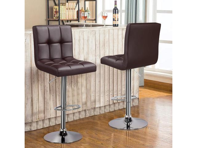 Topeakmart Bar Stools Set of 4, Modern Height Adjustable Bar Chairs of PU Leather, Swivel Bar Stools with Backrest and Footrest for Bar, Kitchen,...