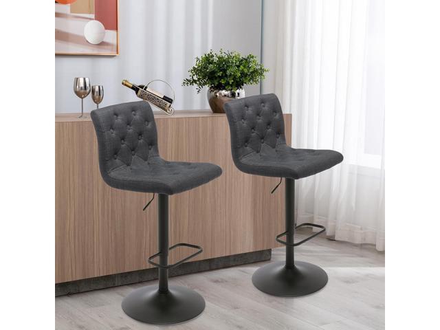 Brage Living Tufted Fabric Bar Stools Set of 2, Adjustable Swivel Counter Height Barstools with Back, Upholstered Armless Airlift Bar Chairs for...