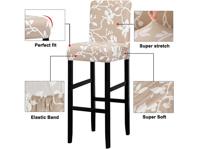 Jacquard Bar Chair Stool Cover4PCS Stretch Chair Slipcover Pattern for Short Swivel Dining Chair Counter Height Side Chairs Bar Stool Covers with...