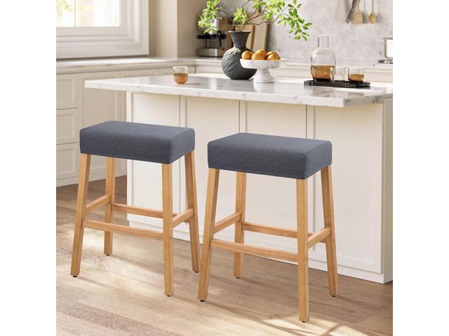 Stool Covers Rectangle - 2 Pack Stretch Waterproof Saddle Seat Cover Counter Bar Stools Bar Chairs Covers Kitchen Island Chairs Cushion Protector