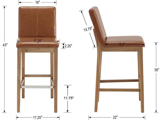 Kmax 30 Inch Bar Stools Set of 2, Farmhouse Upholstered Bar Stools with Back Support Rustic Wooden White Armless Barstools for Bar Club Pub -...
