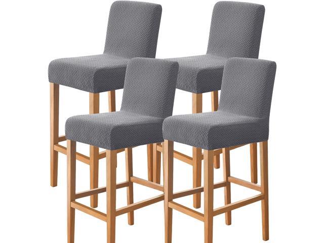 Gollense 4 Pack Stretch Bar Stool Covers Pub Counter Height Stool Chair Covers with Back Washable Barstool Seat Slipcover with Elastic Bottom for...
