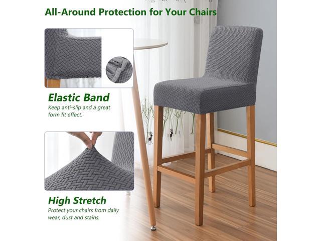 Gollense 4 Pack Stretch Bar Stool Covers Pub Counter Height Stool Chair Covers with Back Washable Barstool Seat Slipcover with Elastic Bottom for...