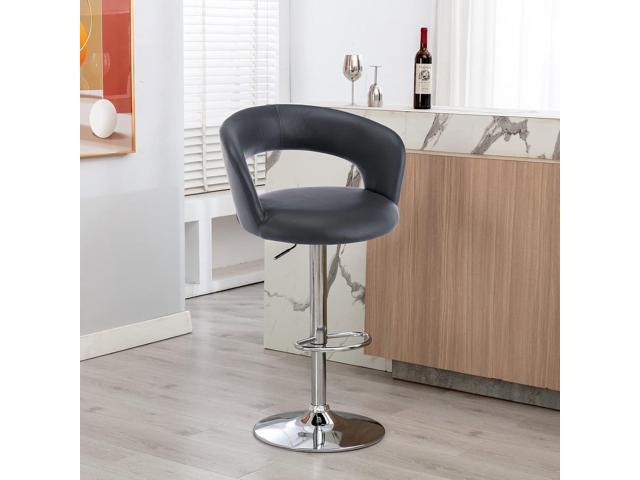 Brage Living Wide Bar Stool, Modern PU Leather Swivel Adjustable Barstool with Hollow Back and Arms, Upholstered Airlift Counter Height Bar Chair...