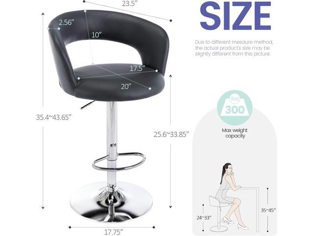 Brage Living Wide Bar Stool, Modern PU Leather Swivel Adjustable Barstool with Hollow Back and Arms, Upholstered Airlift Counter Height Bar Chair...