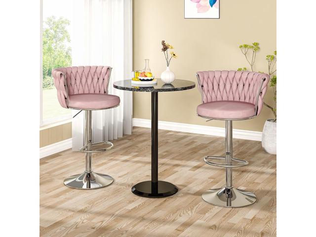 AWQM Velvet Bar Stools Set of 2,Counter Height Barstools Adjustable Kitchen Island Chairs,Swivel Barstool Upholstered Counter Bar Chairs with Back...