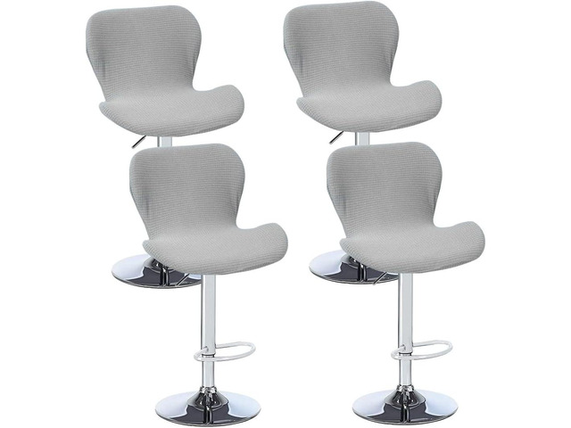 Stretch Counter Height Bar Stools Cover Set of 4, Jacquard Swivel Bar Chairs Cover Swivel Barstools Stretchable Slipcovers Dining Room Breakfast...