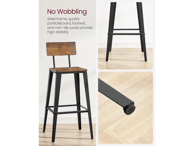 VASAGLE Set of 2 Bar Stools, Bar Height Stools, 29.1 Inches Tall Barstools with Back, Counter Bar Chairs for Kitchen Island, Steel Frame,...