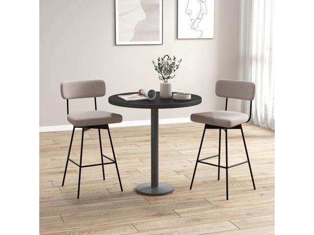 COSTWAY Bar Stools Set of 4, 29 Upholstered Bar Height Chairs with Back, 360° Swivel Bar Chairs with Heavy-Duty Metal Legs and Footrests, Fabric...