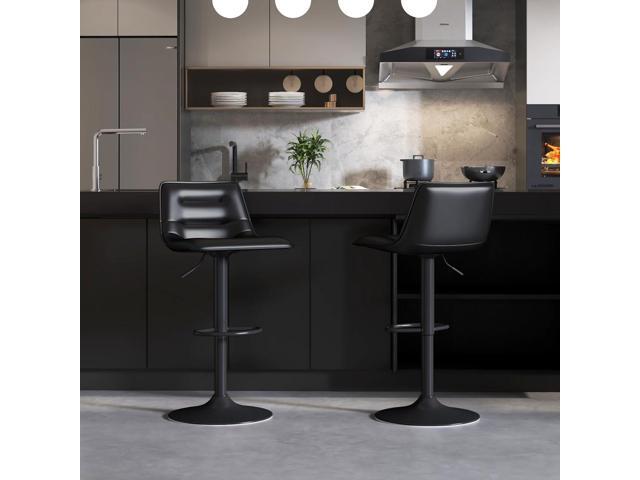 Brage Living Adjustable Bar Stools Set of 2, Modern PU Leather Swivel Counter Height Barstools with Back, Armless Airlift Curved Bar Chairs for...