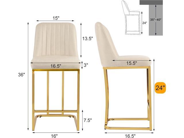 LSSBOUGHT Counter Height Bar Stools Set of 4 24'' Upholstered Padded Barstools with Back Leathaire Counter stools for Kitchen Island Chairs with...