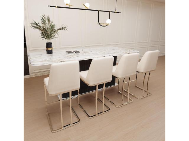 LSSBOUGHT Counter Height Bar Stools Set of 4 24'' Upholstered Padded Barstools with Back Leathaire Counter stools for Kitchen Island Chairs with...