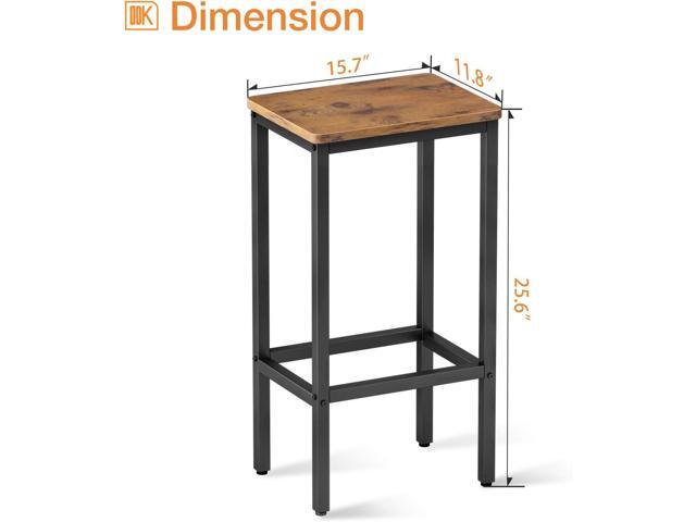 ODK Bar Stools Set of 2, Counter Height Stools, 25.6' Stools for Kitchen with Footrest, Industrial Footstools Vintage