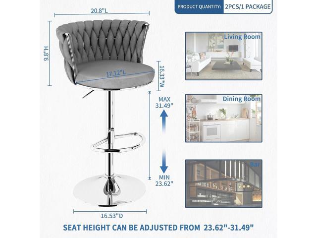 Lamerge Velvet Bar Stools Set of 4,Modern Swivel Bar Chairs Counter Height Bar Stool,Adjustable Barstools with High Backrest,Upholstered Kitchen...