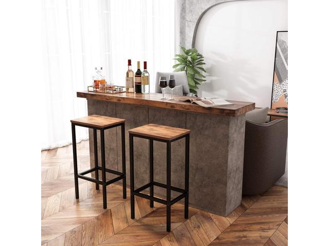 ODK Bar Stools Set of 2, Counter Height Stools, 25.6' Stools for Kitchen with Footrest, Industrial Footstools Vintage