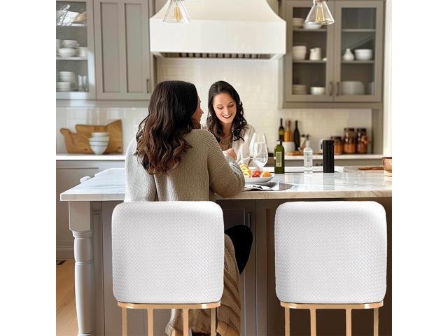 Sophia & William White and Gold Bar Stools Set of 3, Counter Height 24' Bar Stools for Kitchen Island