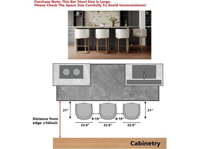 26' Modern Kitchen Counter Height Bar Stools,Fabric Upholstered Barrel Barstools Covers with Backs,Island Chairs Bar Stools Set of 2 with Metal...