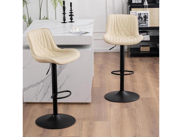 YOUTASTE Bar Stools Set of 2 for Kitchen Island, Beige Faux Leather Upholstered Adjustable Swivel Barstools with Back, Modern Tall Counter Height...