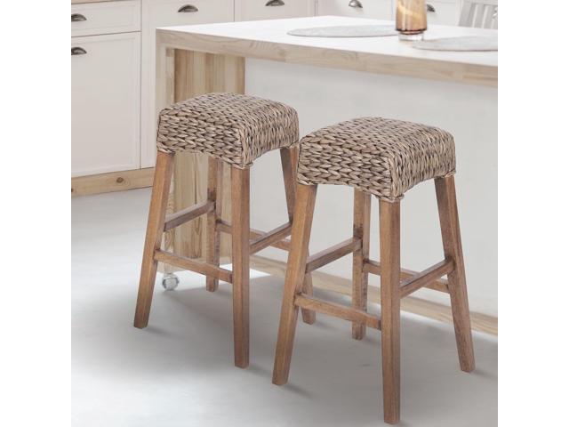 JONATHAN Y BSL1101A Maui 29.5' Rustic Bohemian Hyacinth/Wood Backless Bar Stool for Home, Kitchen, Dining Room, Workspaces, Cafes and Resturants,...