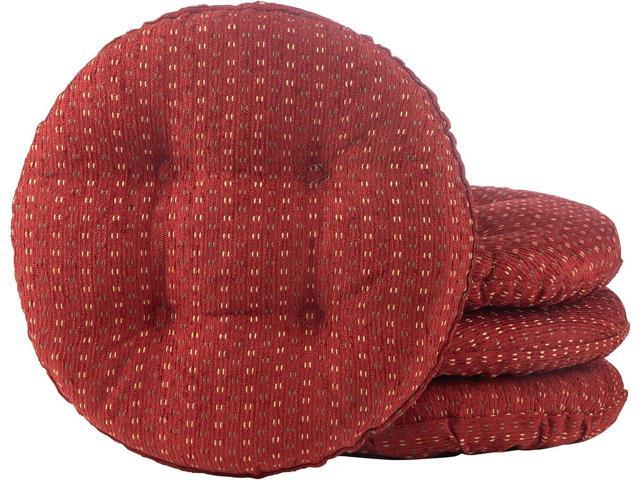 Klear Vu Raindrops The Gripper Non-Slip Tufted Cushion, Round Barstool Cover for Dining Rooms, Cafes, Bars and Restaurants, 14', 4 Pack, Red 4 Count