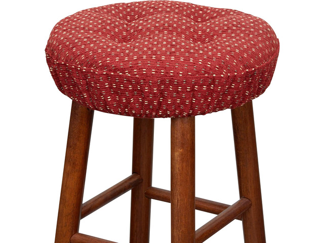 Klear Vu Raindrops The Gripper Non-Slip Tufted Cushion, Round Barstool Cover for Dining Rooms, Cafes, Bars and Restaurants, 14', 4 Pack, Red 4 Count
