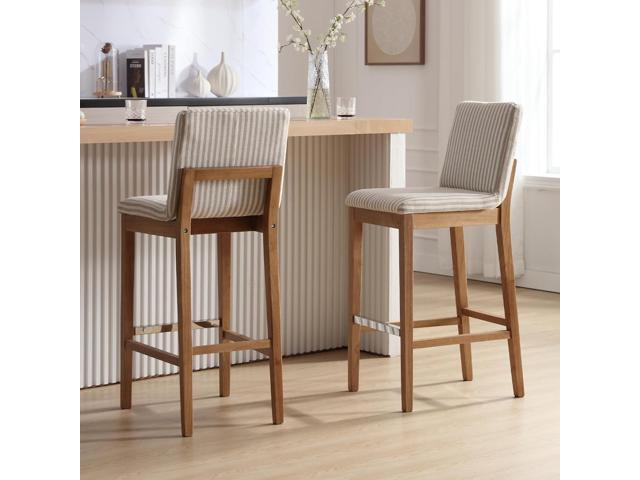 chairus Bar Stools Set of 4 Fabric High Bar Stool Chair, Linen Upholstered Barstools with Solid Wood Legs and Back for Kitchen Island Breakfast,...