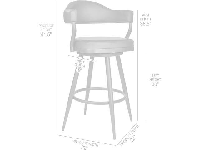 Armen Living Justin Modern Farmhouse 30' Seat Height Swivel Vintage Brown Faux Leather Bar Stool with Brown Metal Legs for Kitchen Island Counter