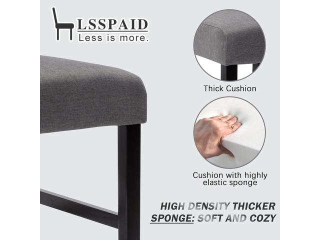 LSSPAID Bar Stools Set of 4, 24 Inch Counter Height Chairs, Upholstered Fabric Padded Kitchen Island Wood Barstools with Button Tufted Backrest and...