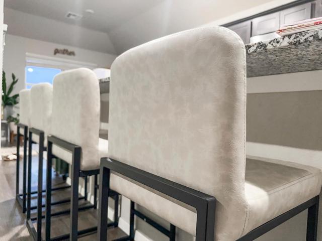 ALPHA HOME 24 Bar Stools Set of 1 Counter Height Bar Stool Pu Leather Kitchen Modern Bar Stools with Backrest Upholstered Footrest Sturdy Chromed...