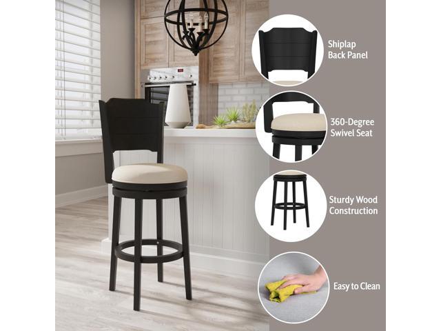 Hillsdale, Clarion Wood Bar Height Swivel Stool, Black