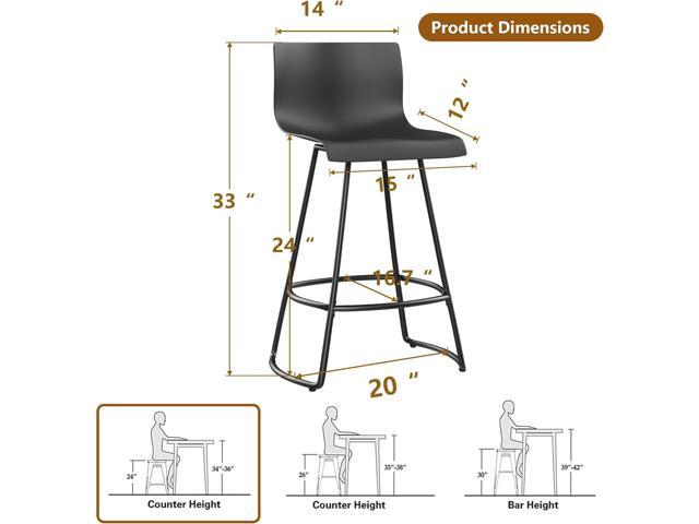 Bar Stools Set of 4 Counter Height Bar Stools Modern Swivel Bar Chairs with Back Plastic 24' Metal Counter Height stools,Black