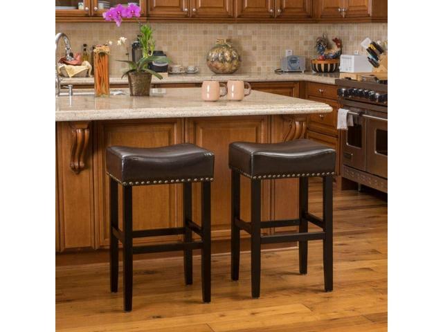 Christopher Knight Home Louigi Backless Leather Barstools, 2-Pcs Set, Brown