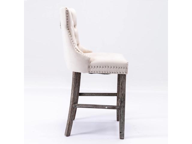 Rhomtree Velvet Bar Stools Modern Upholstered Bar Chairs 27'' Seat Height with Button Tufted Solid Wood Legs Counter Stools for Home Bar Dining...