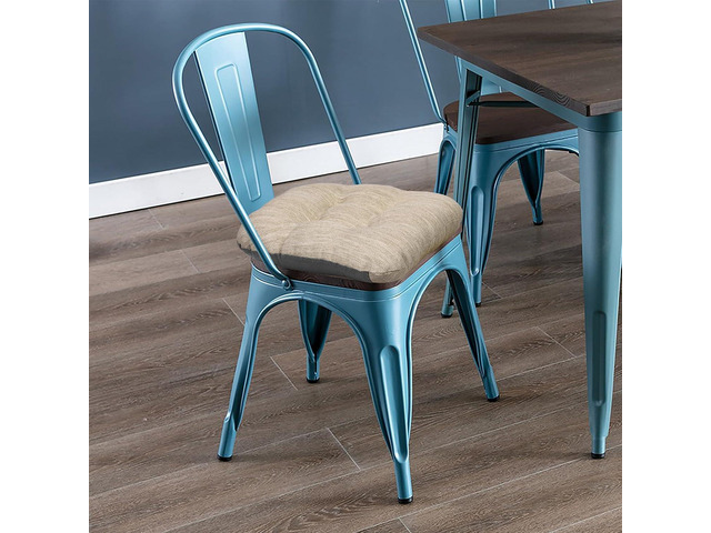 baibu 14×14 Metal Dining Chair Pads with Ties Set of 2, Super Soft Kitchen Chair Cushions Bar Stool Cushions with Non-Slip Bottom - 2 Pads only...