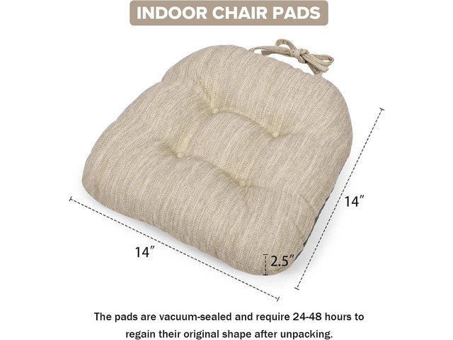 baibu 14×14 Metal Dining Chair Pads with Ties Set of 2, Super Soft Kitchen Chair Cushions Bar Stool Cushions with Non-Slip Bottom - 2 Pads only...