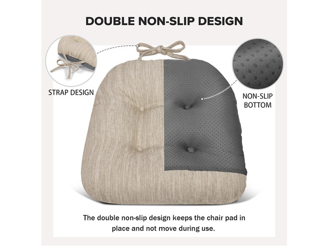 baibu 14×14 Metal Dining Chair Pads with Ties Set of 2, Super Soft Kitchen Chair Cushions Bar Stool Cushions with Non-Slip Bottom - 2 Pads only...