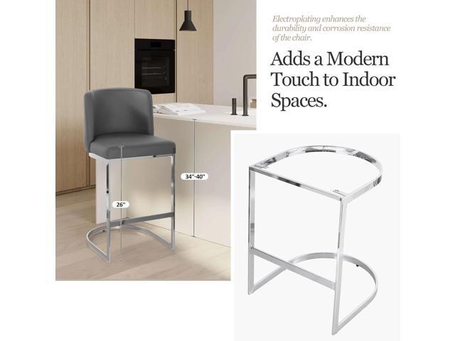 Counter Height Bar Stools, Modern 26' Counter Stools with Back and C-Shaped Metal Frame, Upholstered Faux Leather Bar Chairs Island Stools for...