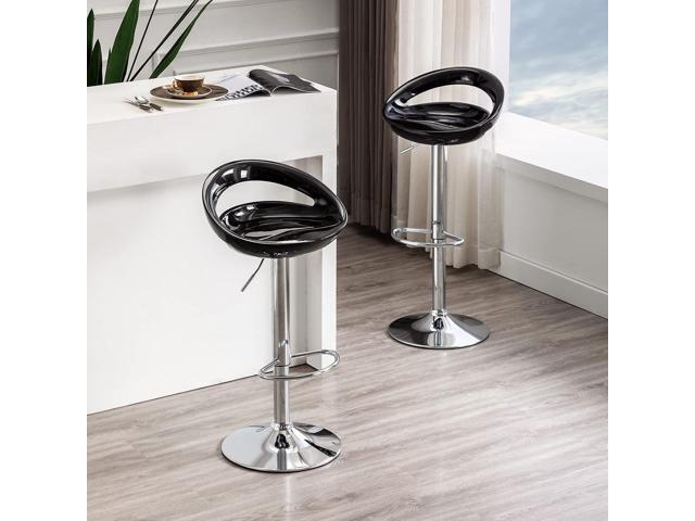 DUHOME Set of 2 ABS Barstool Adjustable Swivel Bar Chairs 2 PCS for Kitchen Island Pub Bar (Black)