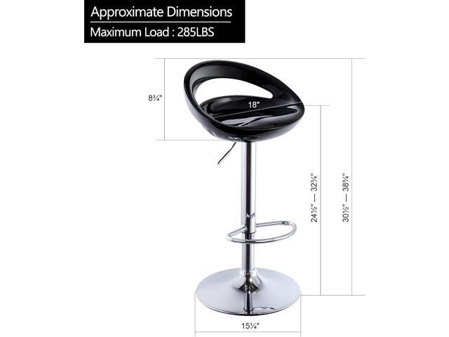 DUHOME Set of 2 ABS Barstool Adjustable Swivel Bar Chairs 2 PCS for Kitchen Island Pub Bar (Black)