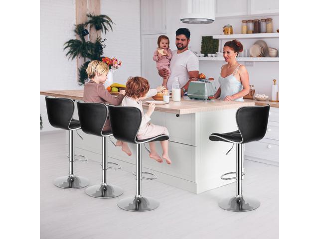 ZENY Adjustable Swivel Bar Stools Set of 4, Counter Height Bar Stools with Back, PU Leather Shell Back Tall Stools Set, Modern Armless Bar Chairs,...